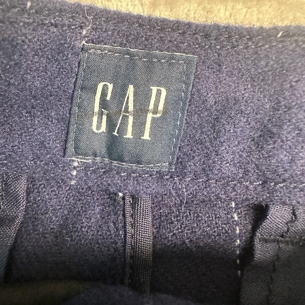 Gap Wool Blend Pants Mens 31 Navy Relaxed Taper Windowpane Plaid Academia Preppy
